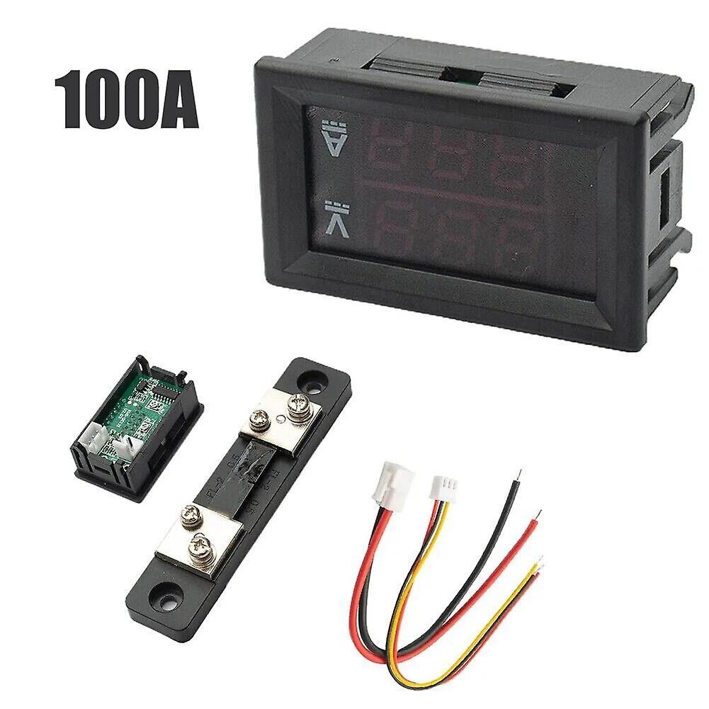 DC 0-100V 10A Digital Voltmeter Ammeter Dual Display Voltage Detector Panel Current Meter Voltmeter 0.28" Red Blue LED~0642
