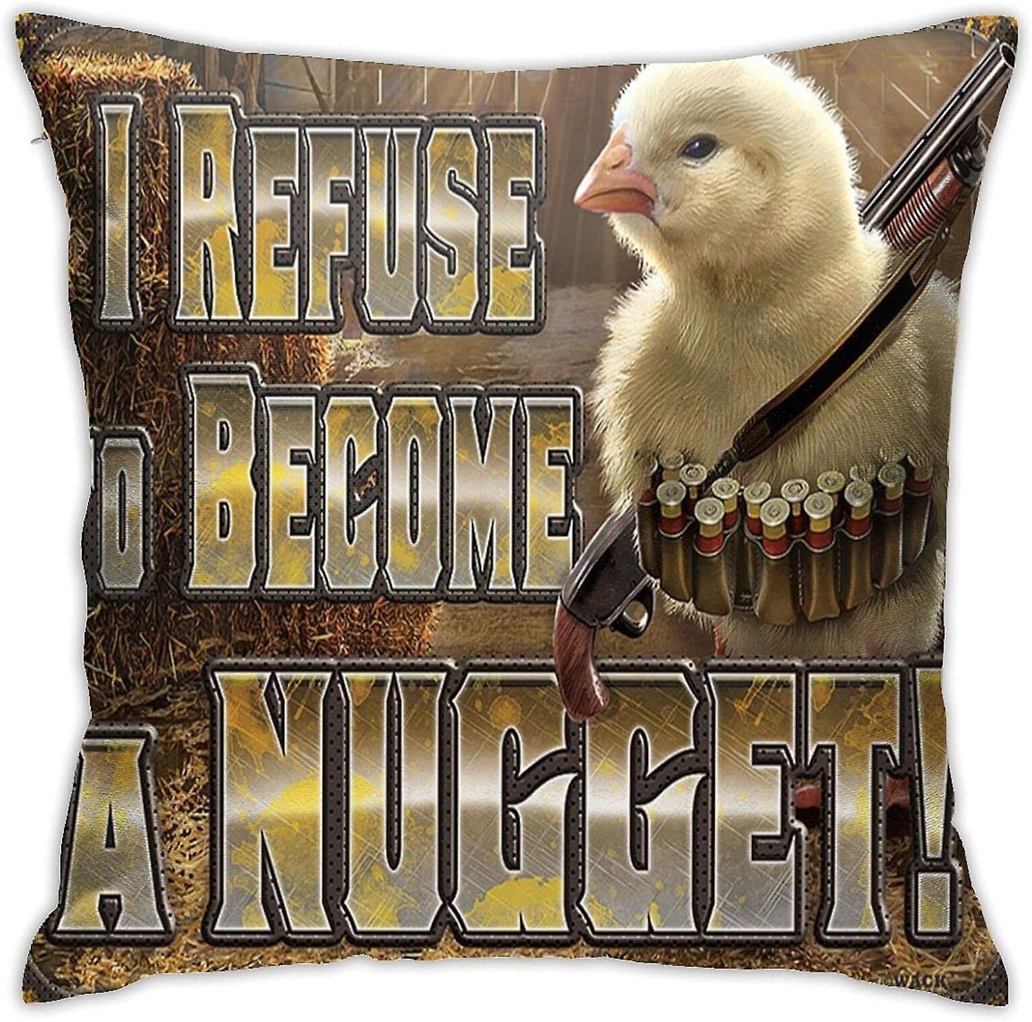 チキンナゲット拒否ユーモアハントキャビンスロー枕ケースソフトクッションカバー枕カバーソファ家の装飾18 x 18インチ-ホワイト
