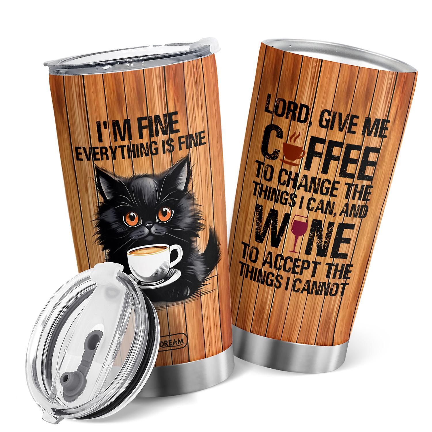 Oasisdream Chat noir avec gobelet design de café 20 oz tasse de voyage à double paroi