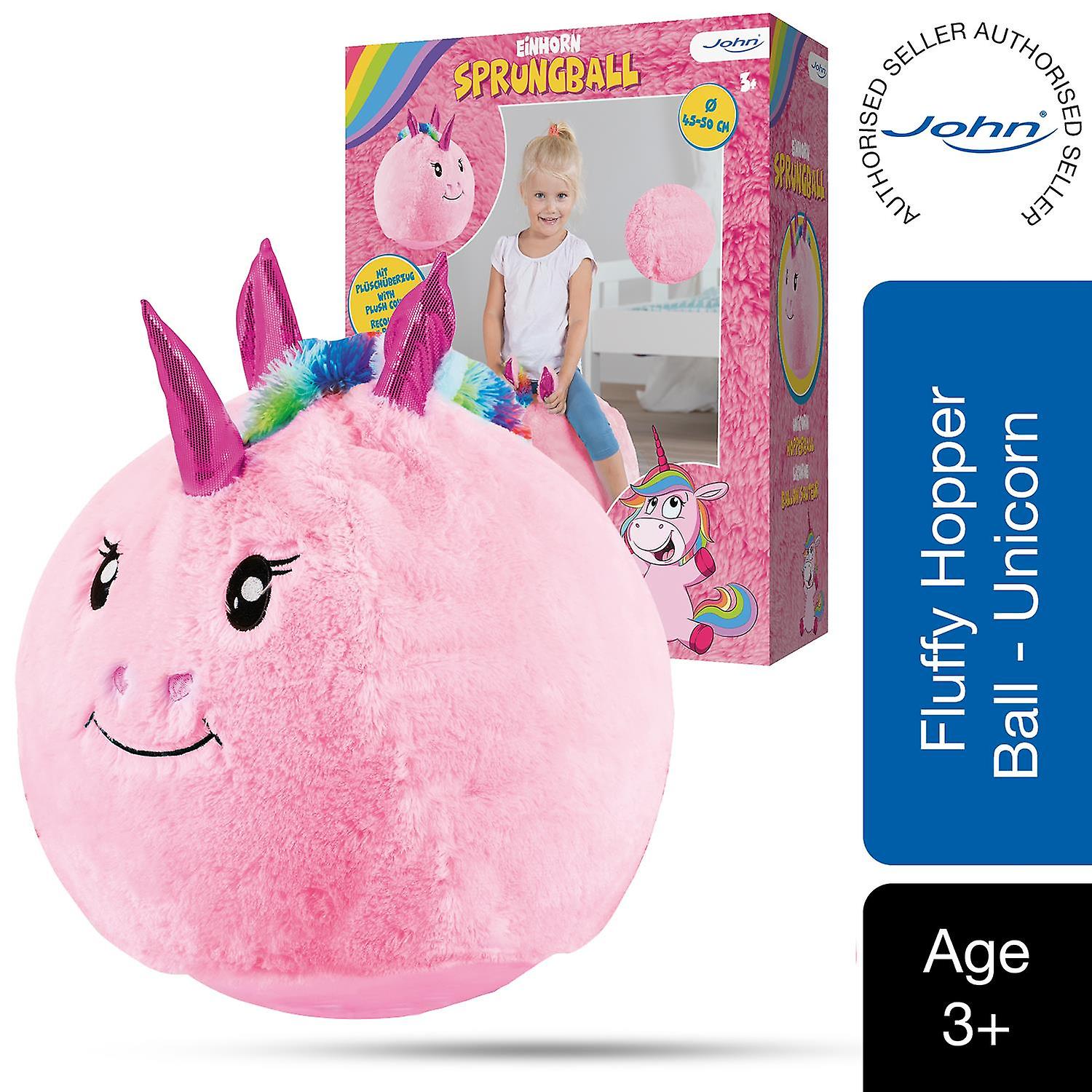 John Fluffy Hopper Ball unicorn with Plush Cover in Assorted Colours