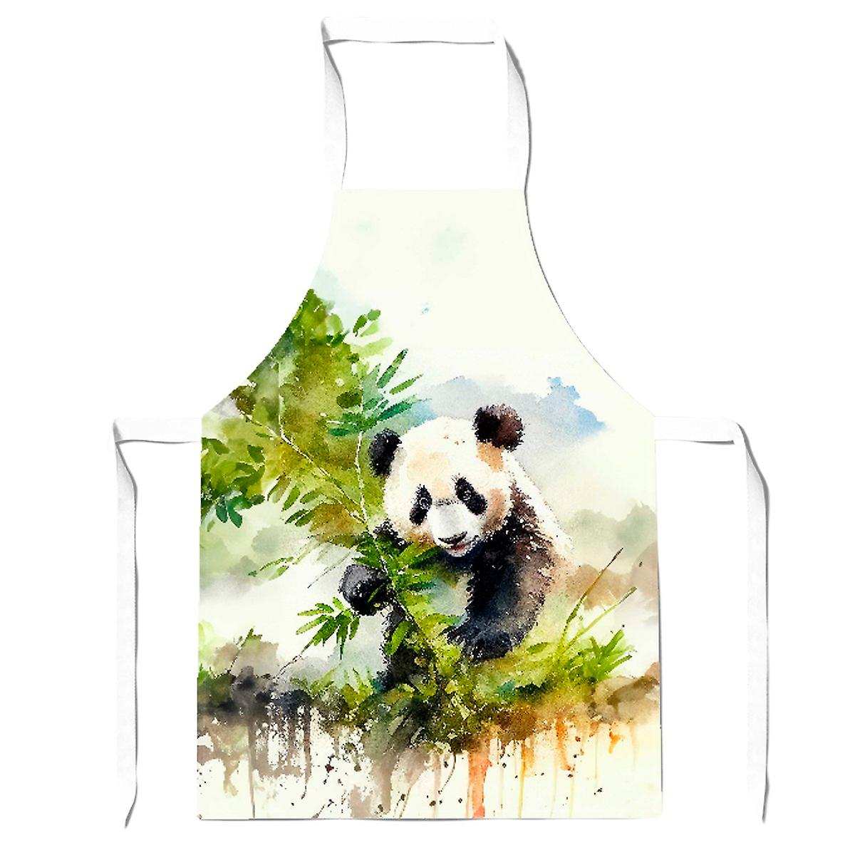 Panda Eating Bamboo Watercolour Apron
