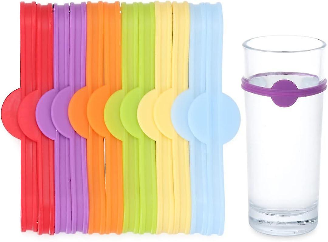 Set of 12 double -sided glass markers with party wine markers in silicone coloRed of drinking
