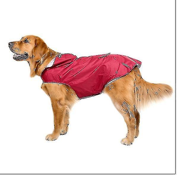Extra Large Hooded Dog Raincoat With Reflective Strips 100% Waterproof Dog Rain Jacket
