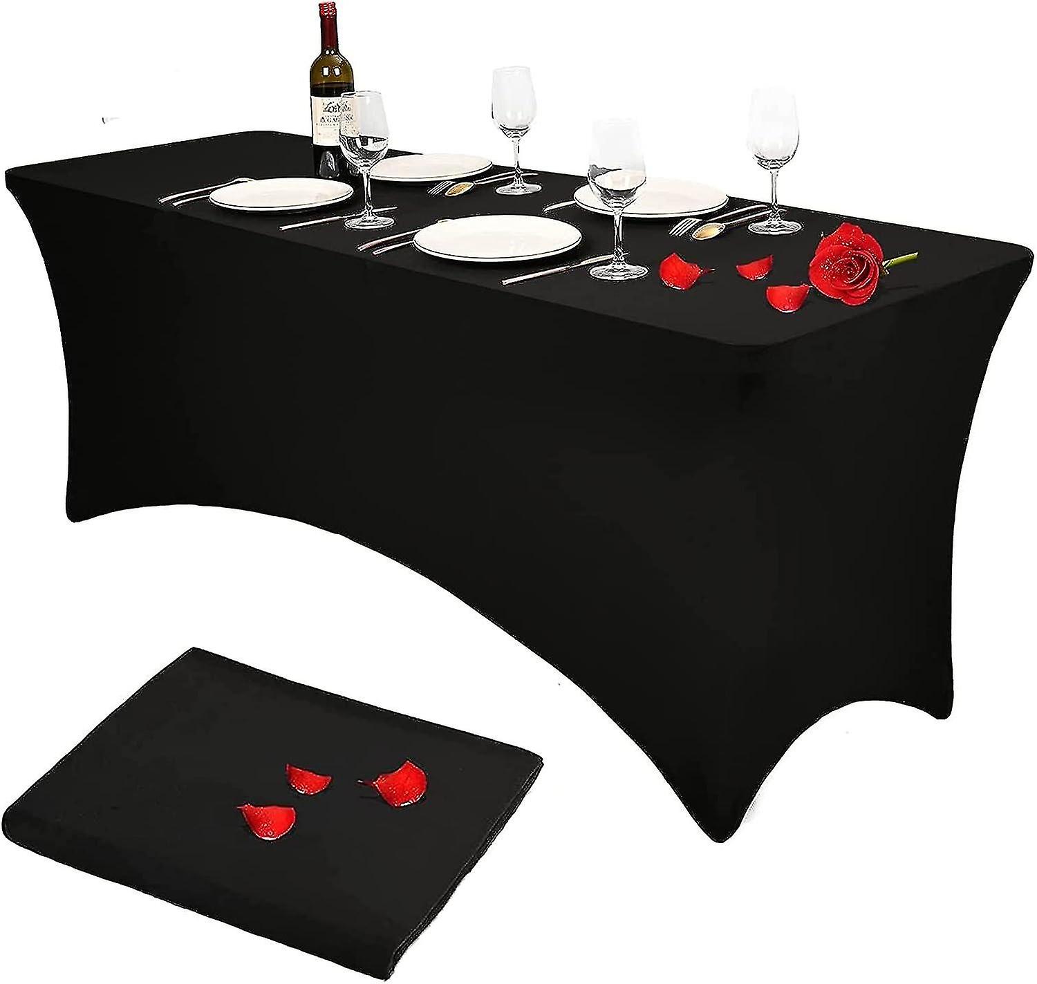 183cm Polyester Fitted Rectangular Tablecloth Stretch Elastic Spandex Table Cover Black Fitted Table