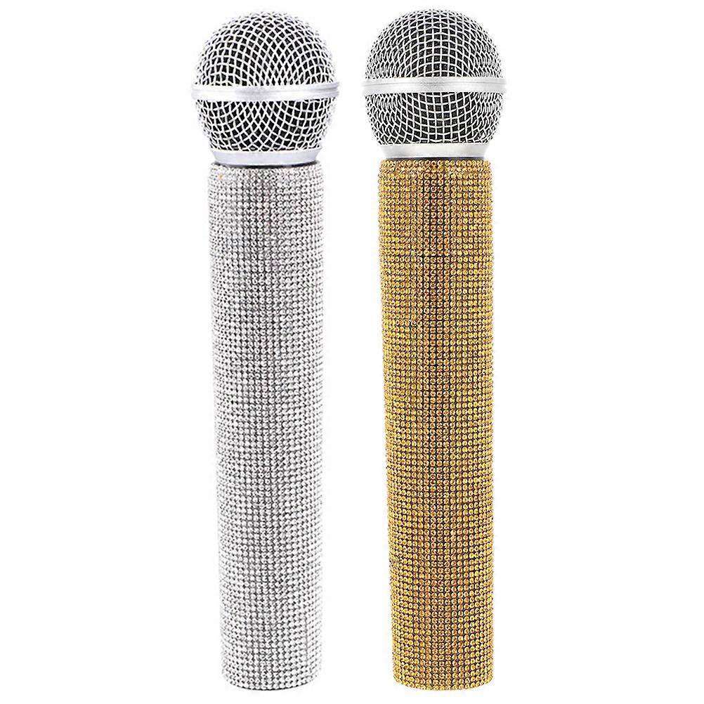 2Pcs Microphone Toy Prop Simulated Microphone Pretend Toy Microphone Model