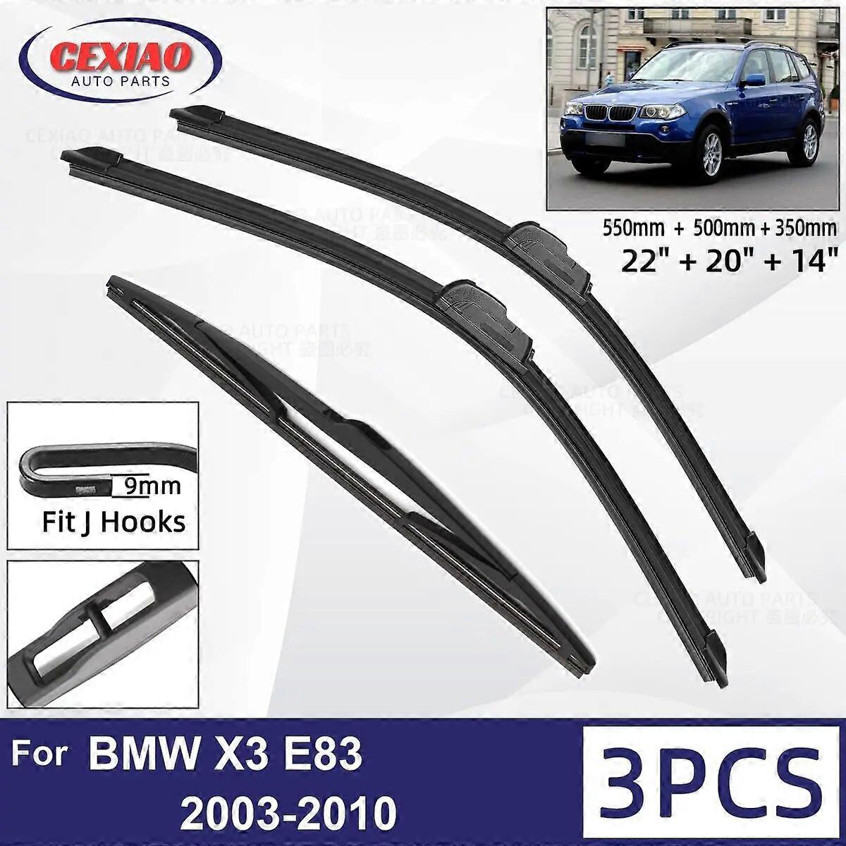 For BMW X3 E83 2003~2010 Car Front Rear Wiper Blades Soft Rubber Windscreen Wipers Auto Windshield 22"20"14" 2006 2007 2008 2009 FN9U5372