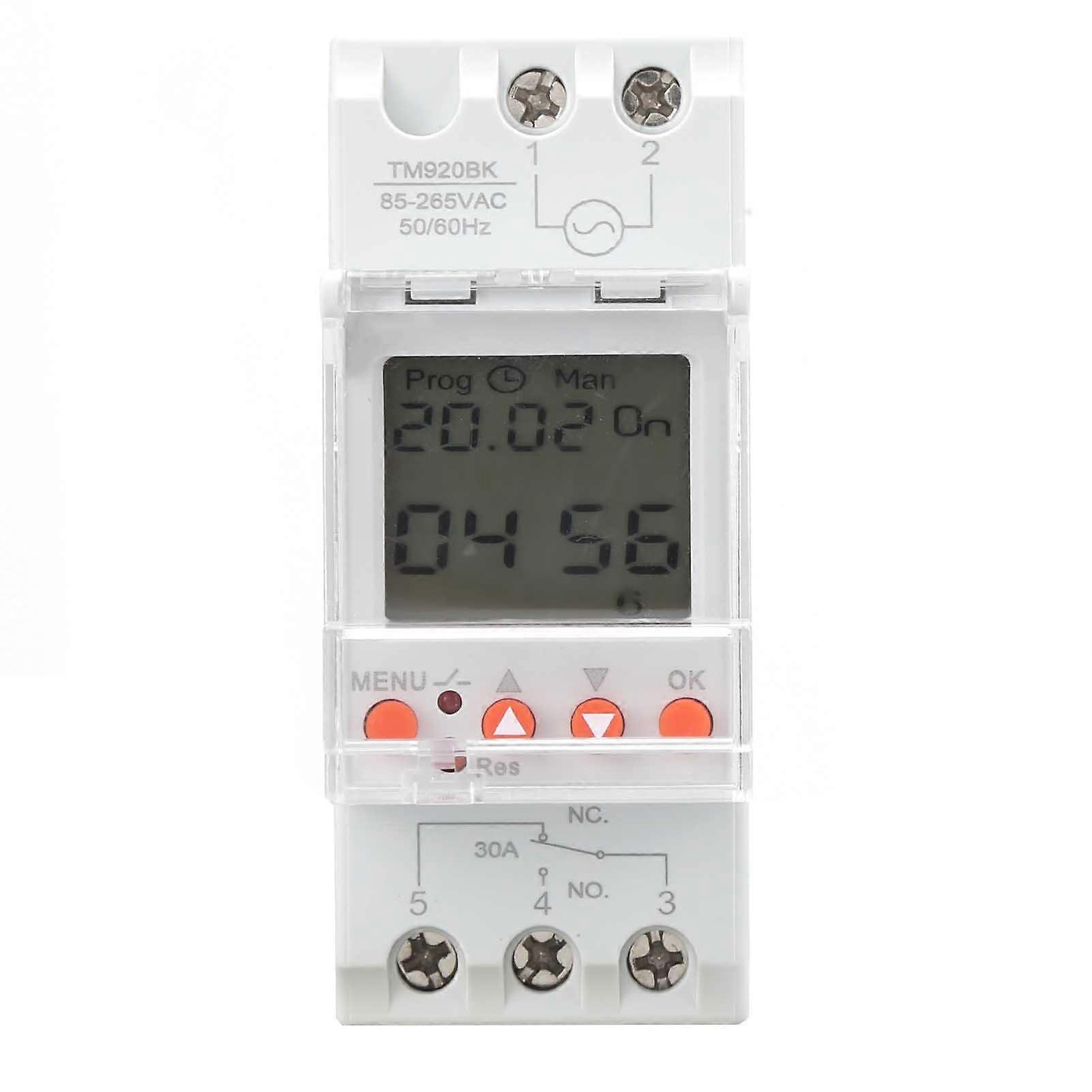 Timer Switch Programmable Analog Smart Home Power Control Din Rail Mounting 85265v 30a