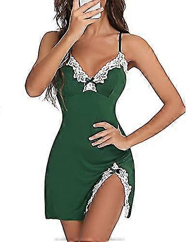 Jianghuo 여성 섹시한 잠옷 슈미즈 레이스 란제리 잠옷 V 넥 풀 슬립 Babydoll 나이트 드레스