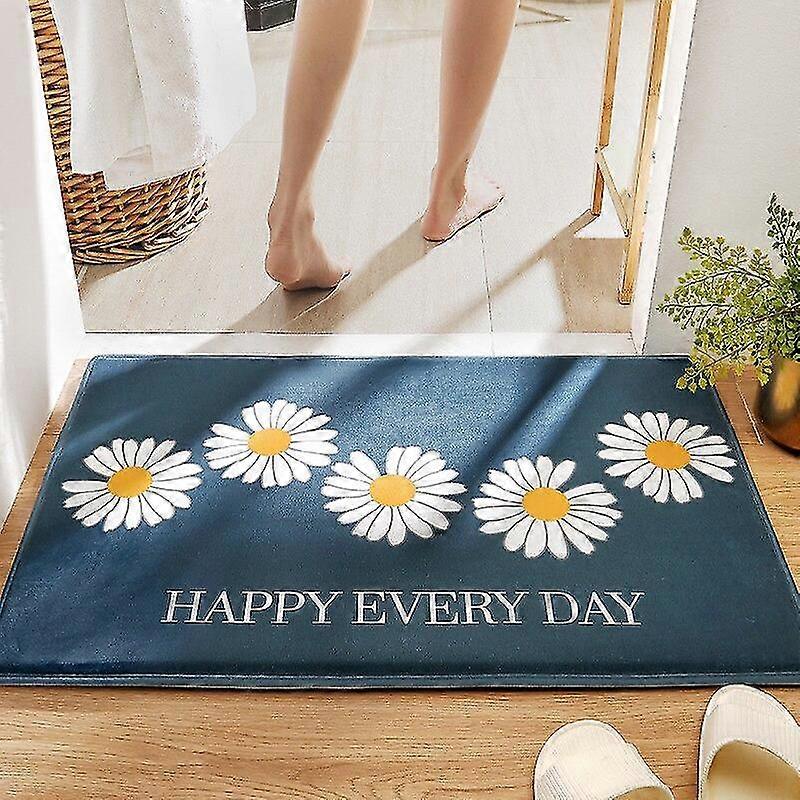 Jianghuo Daisy Print Home Badematte Rutschfester Badezimmerteppich Weiches Korallenfleece Memory Foam Teppich Matte Küche WC Bodendekoration