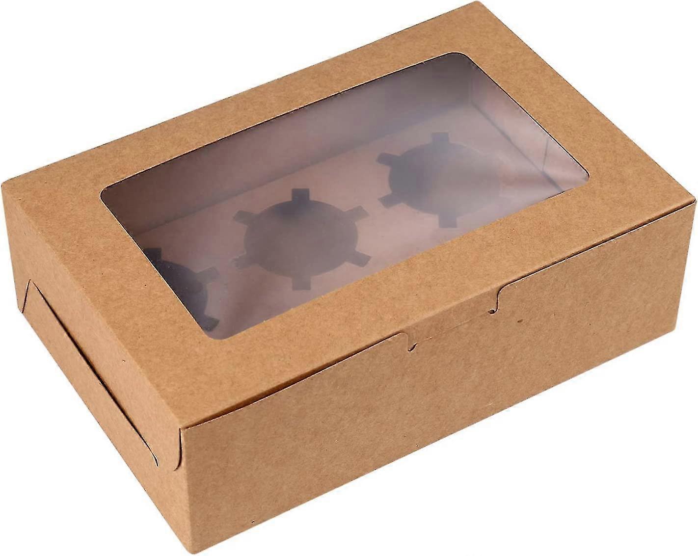 Cupcake Boxes 10 Pack  Gifts Brown Cupcake Containers 6 Count Kraft