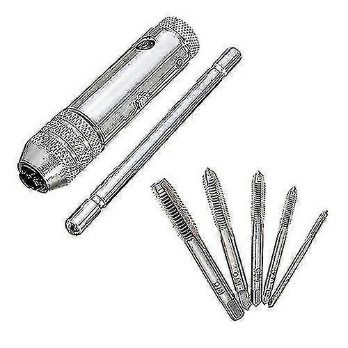 T-handle Ratchet Tap Wrench With 5 Pcs M3-m8 Machine Screw Thread Metric Plug Tap