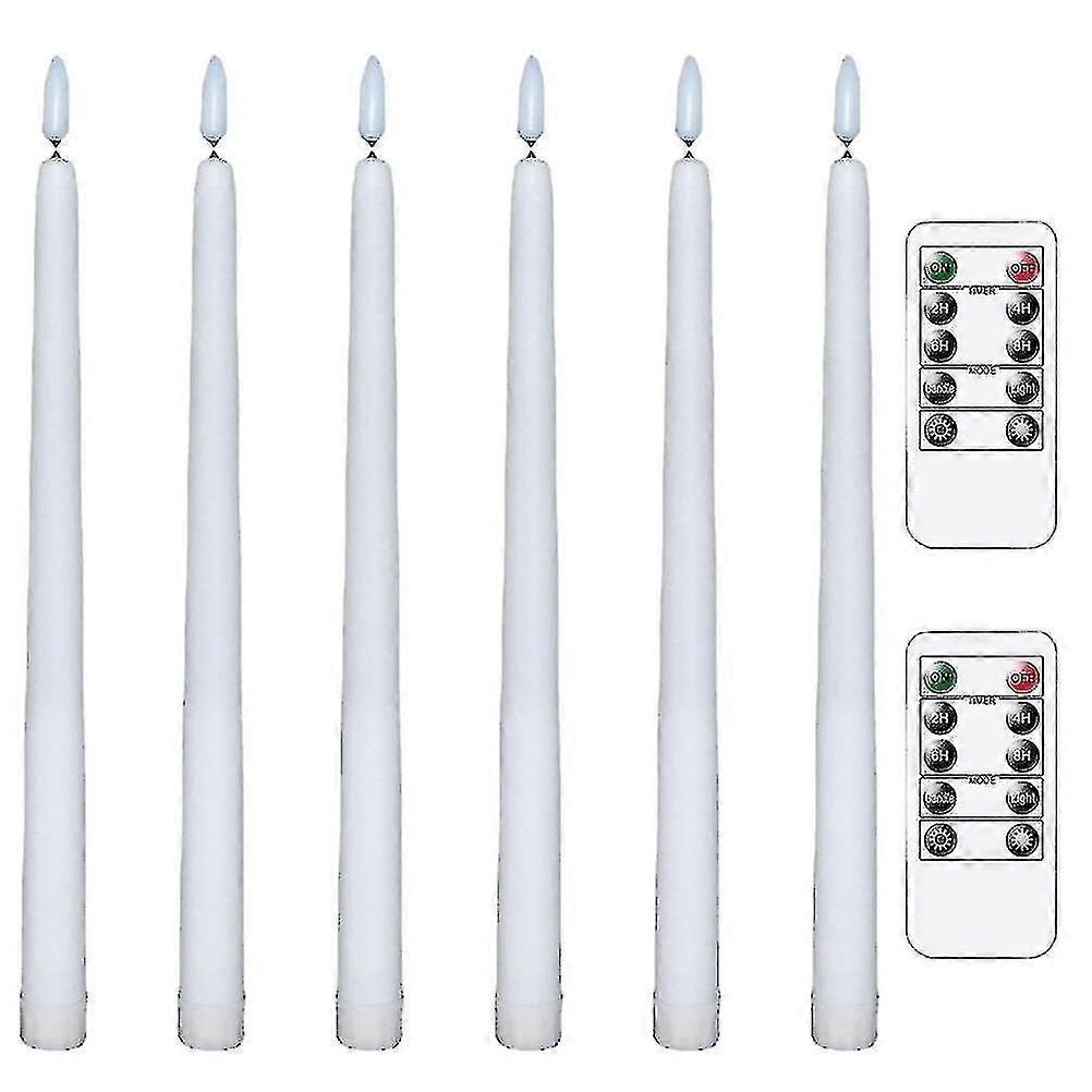 6pcs Led Flameless Flickering Warm Light Taper Candles With 2 Remote Control For Christmas Thanksgiv