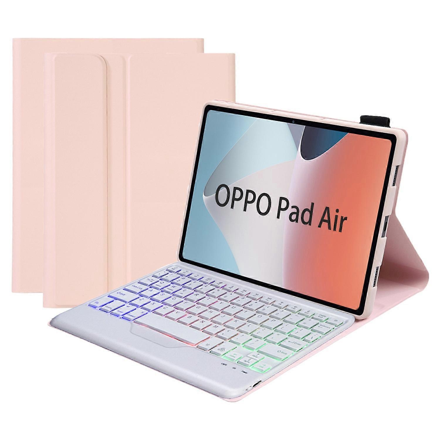 OP12-BS per Oppo Pad Air 10,4 pollici PU Leather + TPU Custodia protettiva con chiave Bluetooth retroilluminata a 3 colori