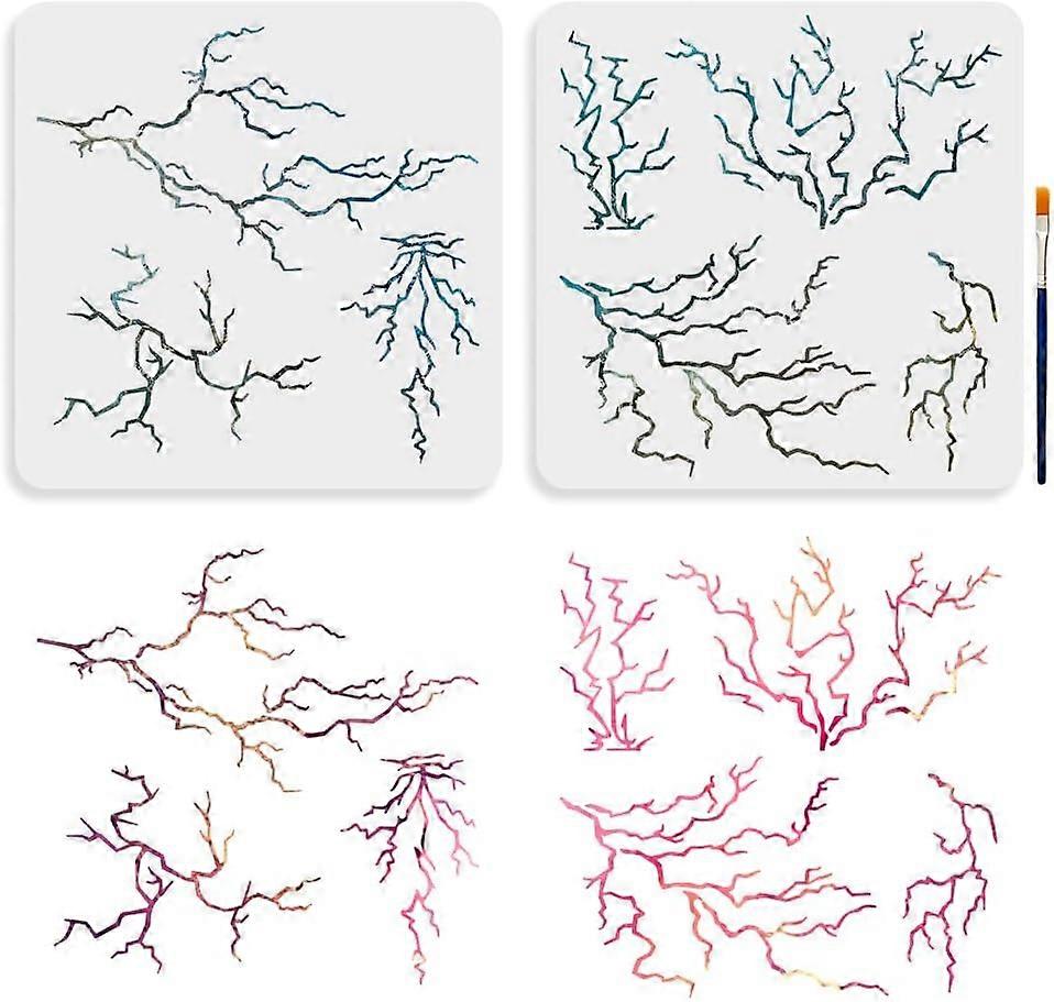 7 Styles Lightning Stencil 11.811.8inch Lightning Bolt Painting Stencil with Paint Brush Reusable Weather Nature Storm Drawing Templates for Wood Canv