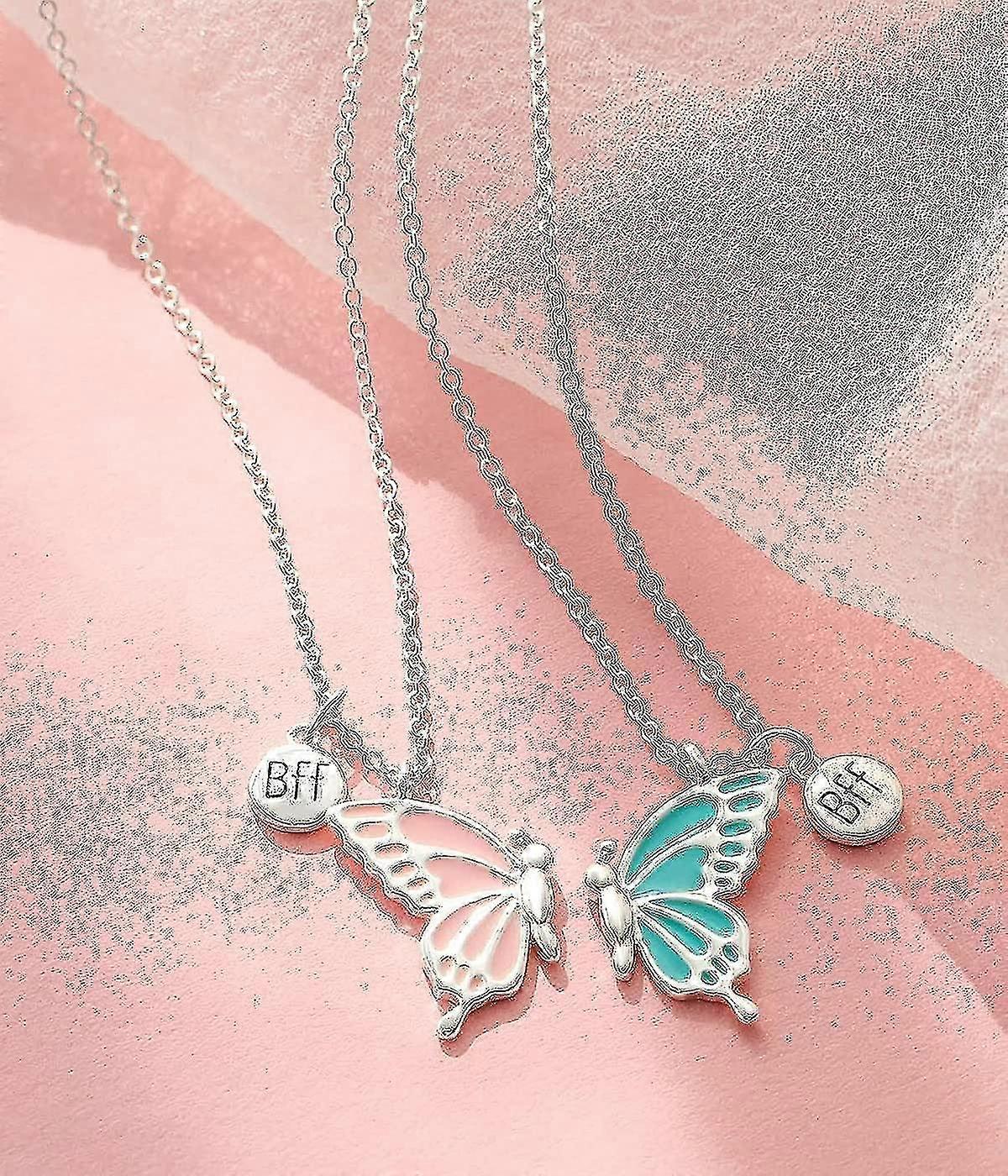 Collana Magnetica A Farfalla Per Coppie O Amiche - Zirconi Lucidi, Placcato Oro, Due Pezzi Inclusi - Regalo BFF - 3