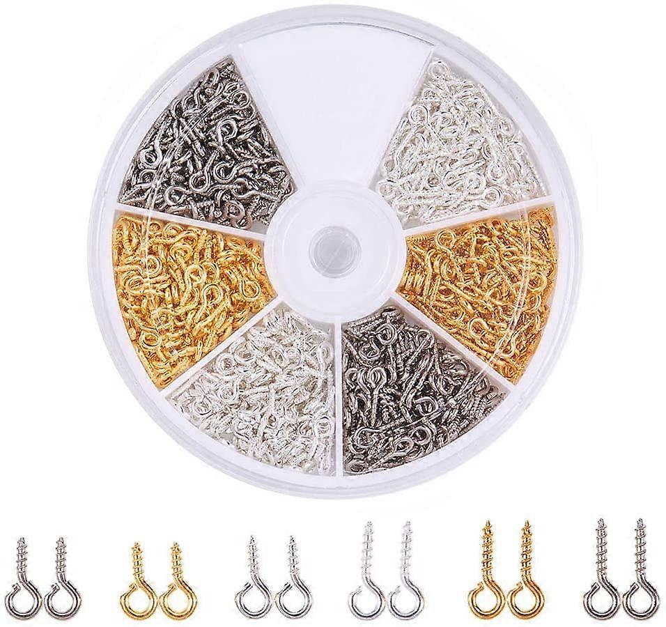 700 Stück Eisenschraube Eye Pin Bail Peg 8mm und 10mm für halb gebohrte Perlen 3 Farben für die Schmuckherstellung