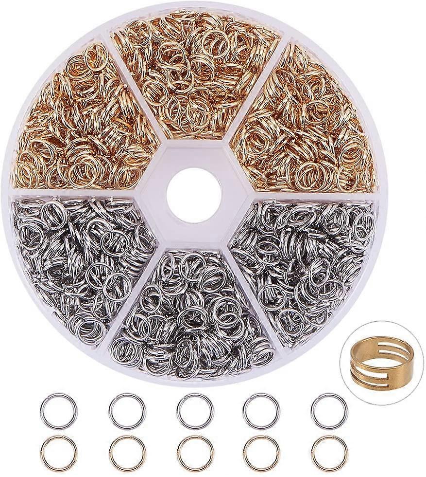 About 1200 Pcs 304 Stainless Steel Open Jump Rings Diameter 6mm Wire 21-Gauge 2 Colors for Jewelry Findings