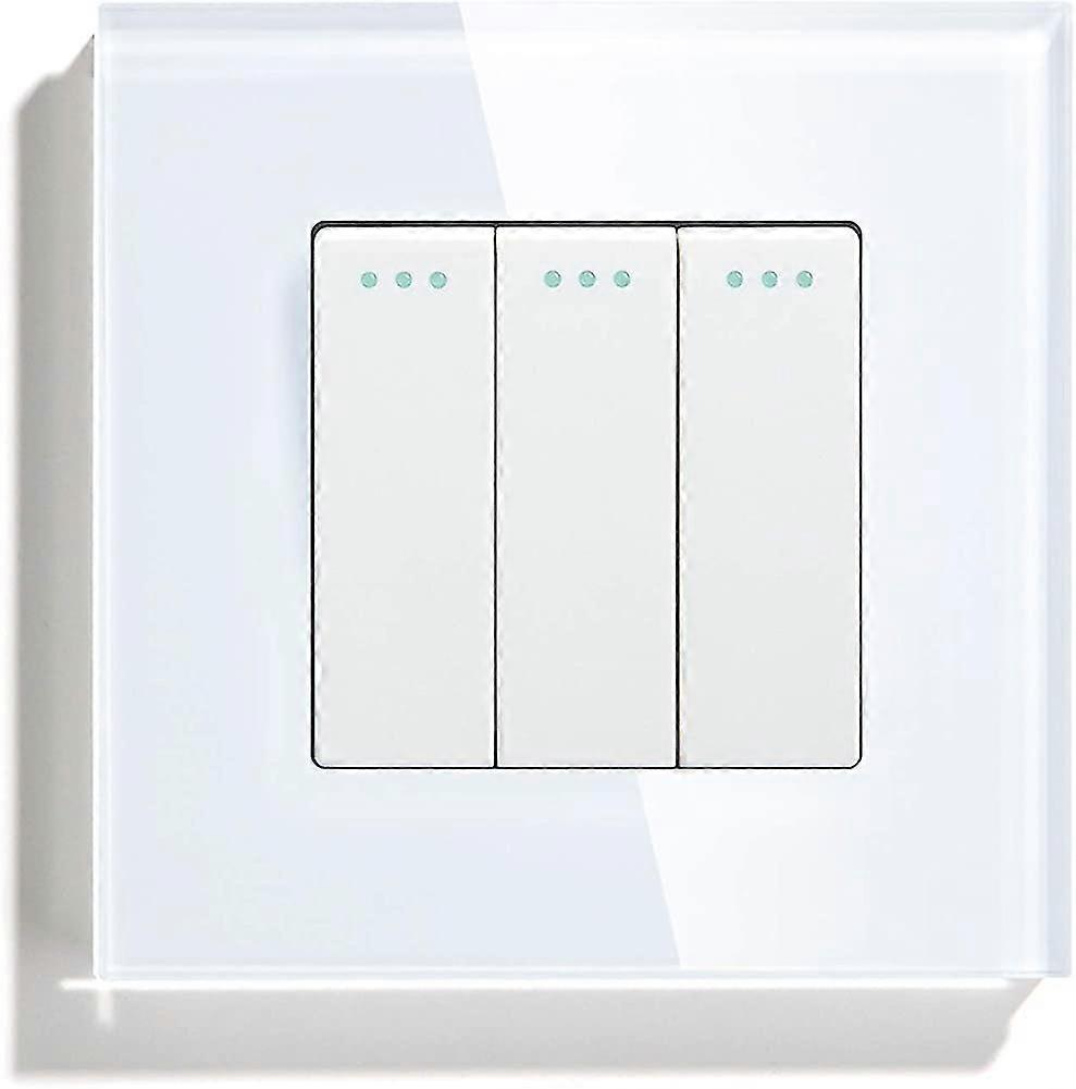 3 Gang 1 Way Wall Switch,white Flush Mount Screwless Toggle Switch,10a Toggle