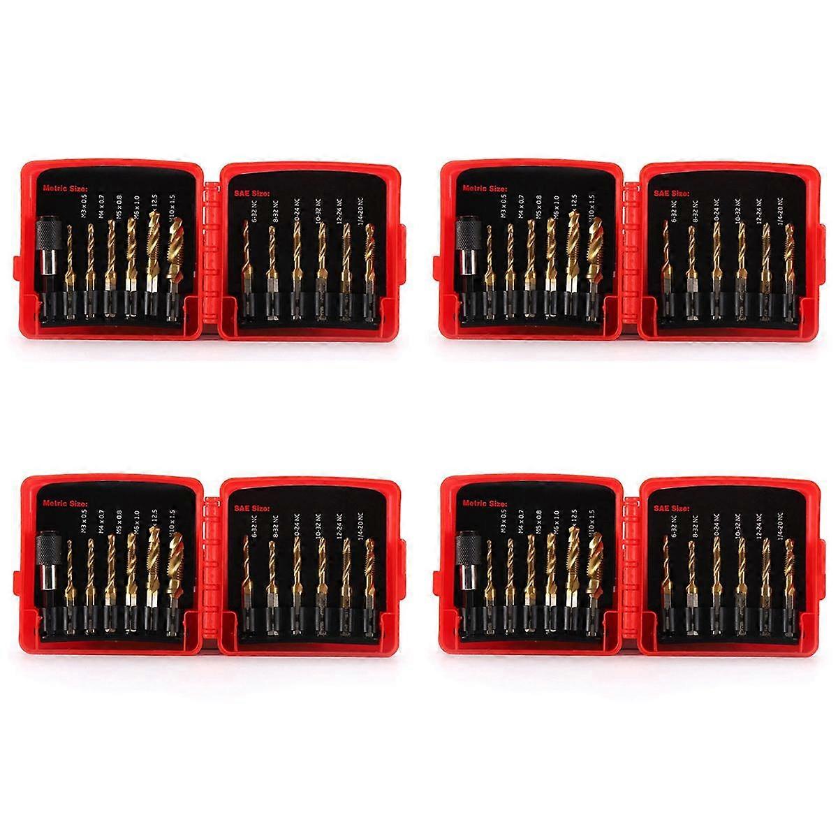 Titanium Combination Drill Tap Bit Set 52PCS SAE and Metric Tap Bits Kit for Screw Thread Drilling