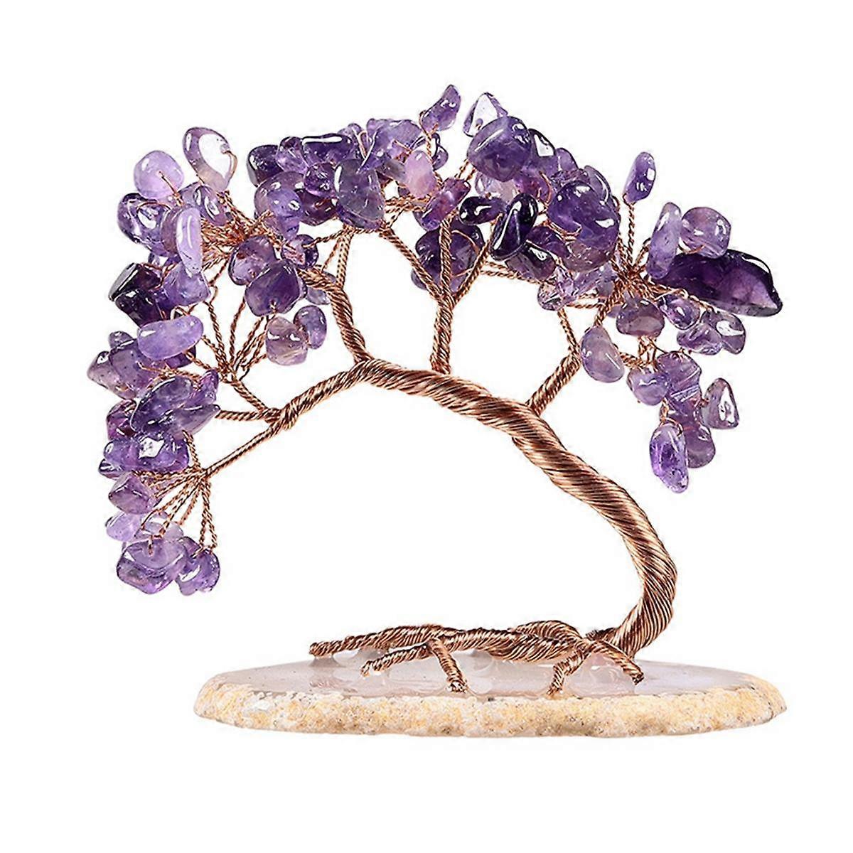 Natural Seven Chakra Crystal Gravels Crystal Money Tree with Base Healing Stone Lucky Tree Home Decoration A