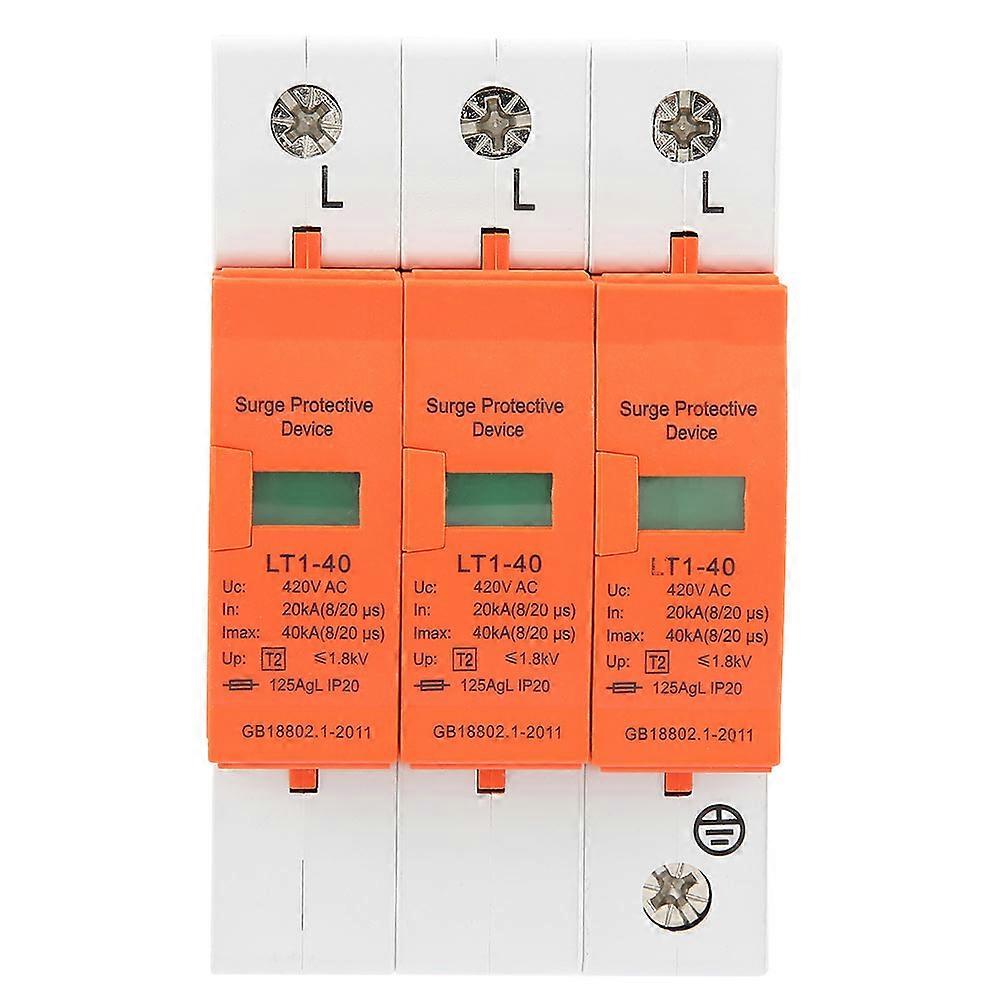 3P 20kA~40kA 420vAC House Surge Protective Low voltage Arrester Device NO.7884