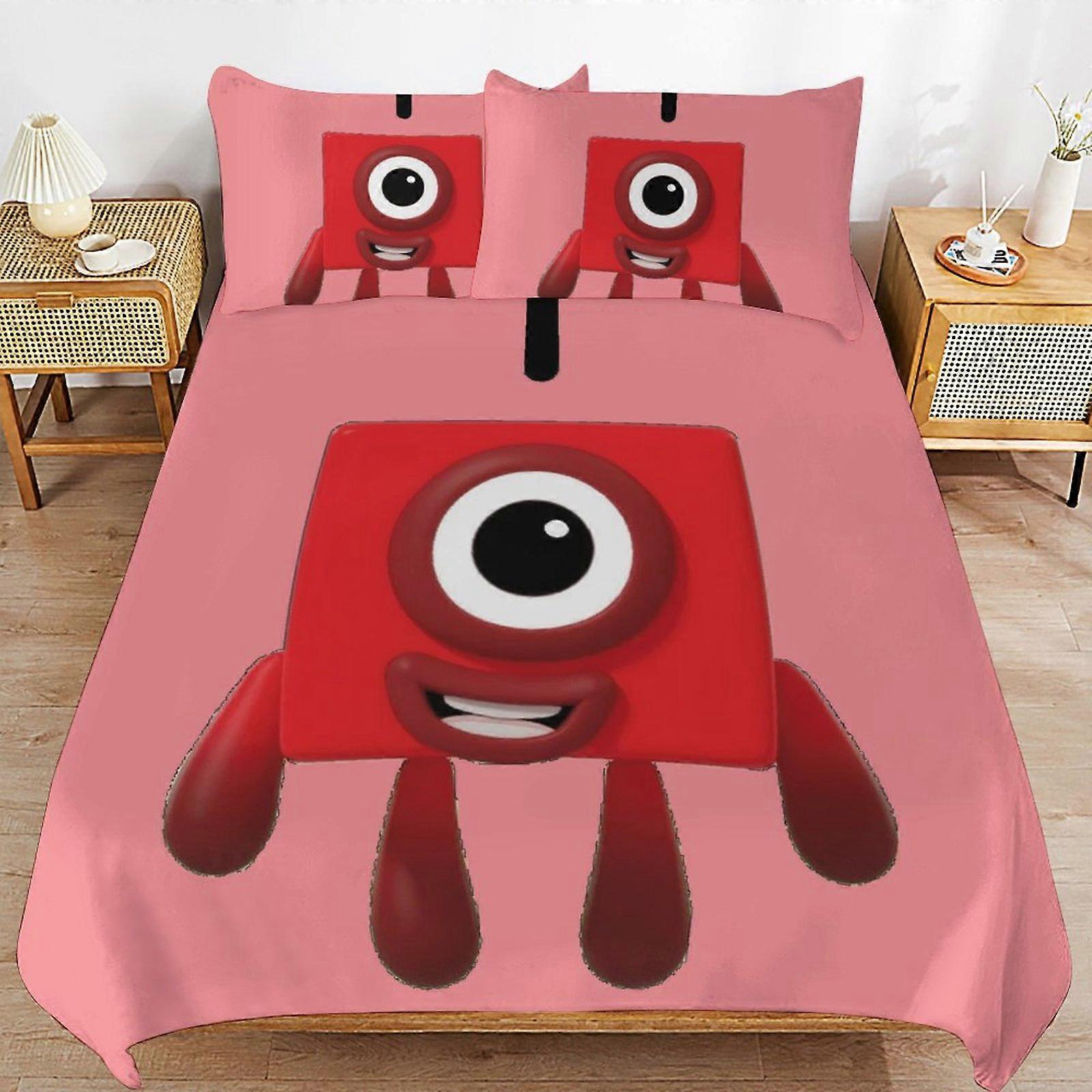 x452 Numberblocks Capa de Edredom de Cama Conjuntos de Cama de Microfibra Impressos em 3D Conjuntos de Edredom Leve de 3 Peças, 1 Capa de Edredom e 2 Fronhas para Crianças Menino