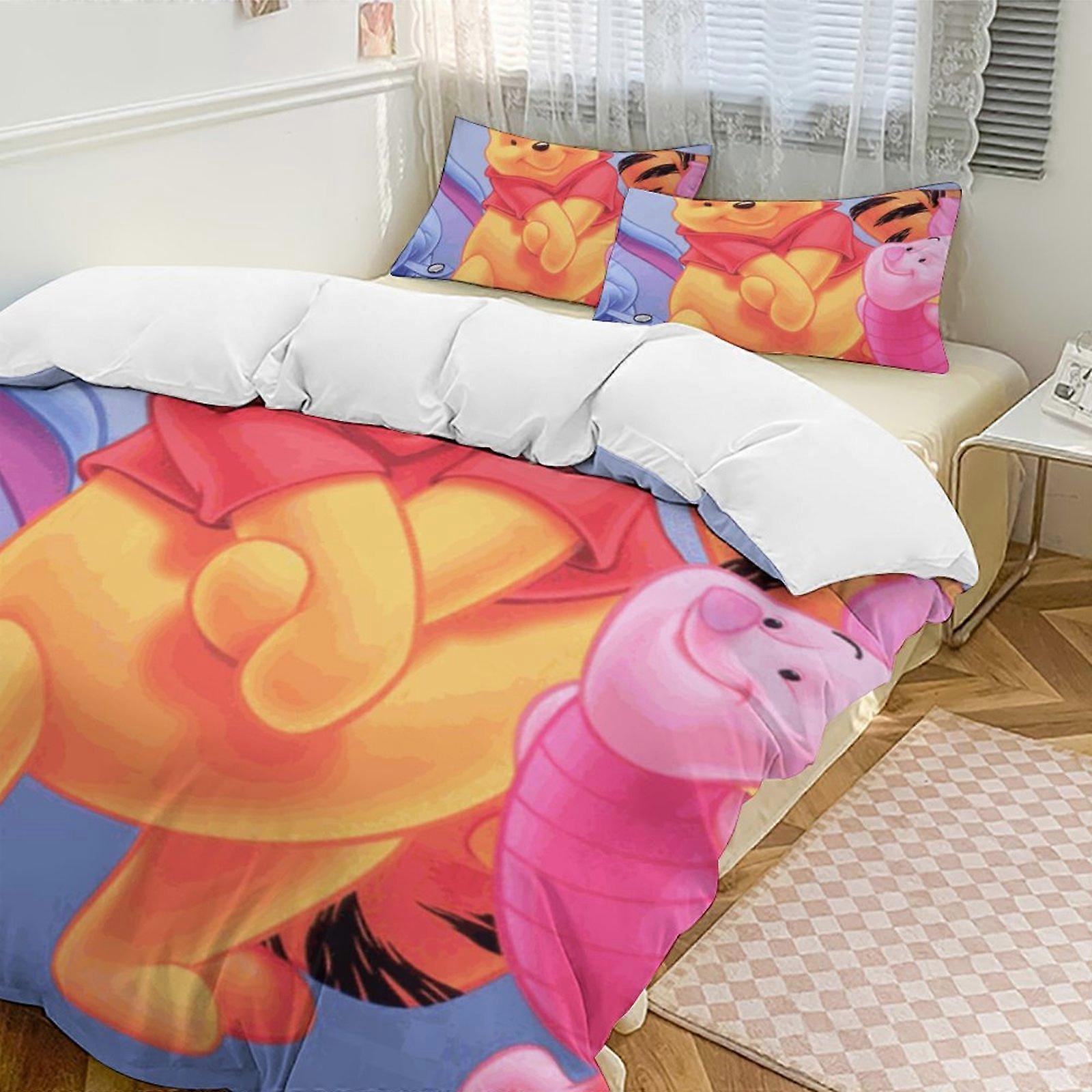 v384 Winnie The Pooh 3-Piece Twin Bed Set - Includes 1 Single Comforter And 2 Pillowcases Bedding - Fade Resistant Microfiber - Winnie The Pooh io384