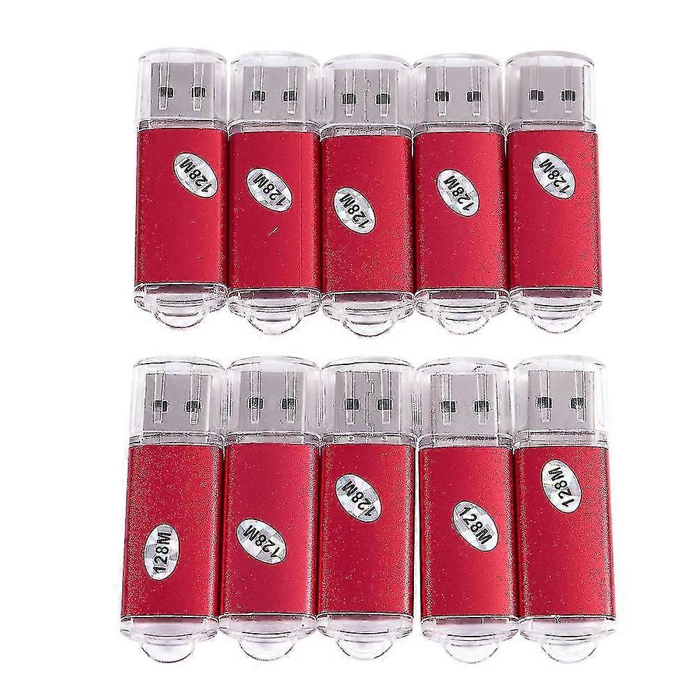 10pcs Usb Flash Drive 128 Mb Key Chain Flash Memory Drive U-disk For Win 8 Pc Gift, Red