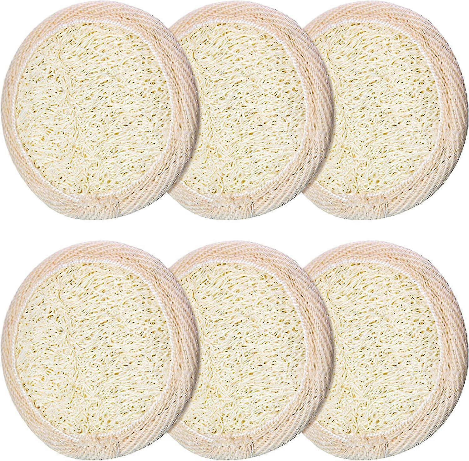 6 قطع Acsergery التقشير اللوف الوسادة الوجه الجسم الغسيل جولة حمام دش لوفة هدية