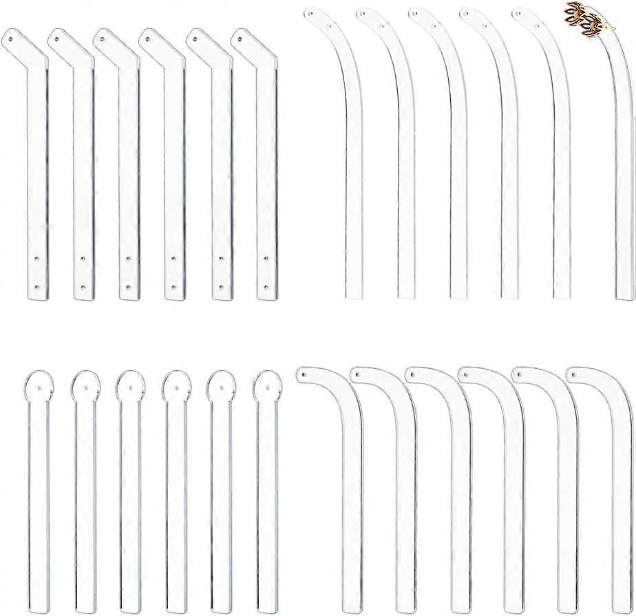 24Pcs Acrylic Earring Try on Sticks 4 Styles Clear Earring Try on Strip Clear Try-Free Earrings Display Props Tool Ear Stud Display Curved Strip for R