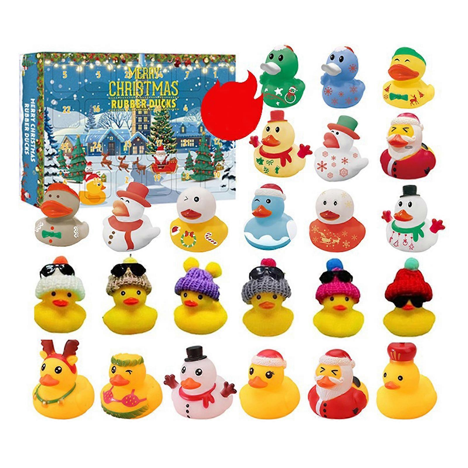 24Pcs/Set Christmas Countdown Duck Blind Box Mini Vinyl Cartoon Duck Figurine Statue Advent Calendar Toy Kids Adults Festival Gift
