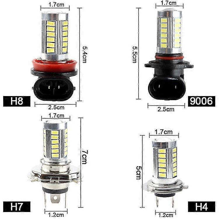 2pcs bil ledet tåke lys H4 33smd lys tåke lys 5630 frontlys motorsykkel ledet frontlys