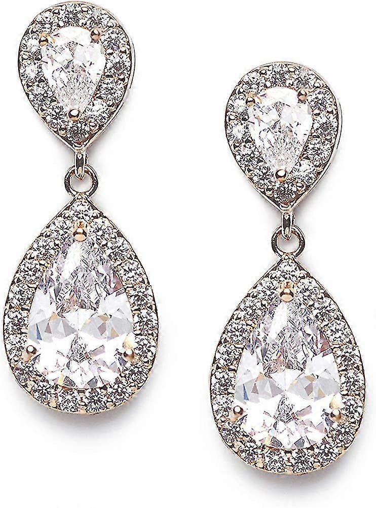 Cubic Zirconia Crystal Bridal Earrings Dangle - Iave Gemstone Jewelry