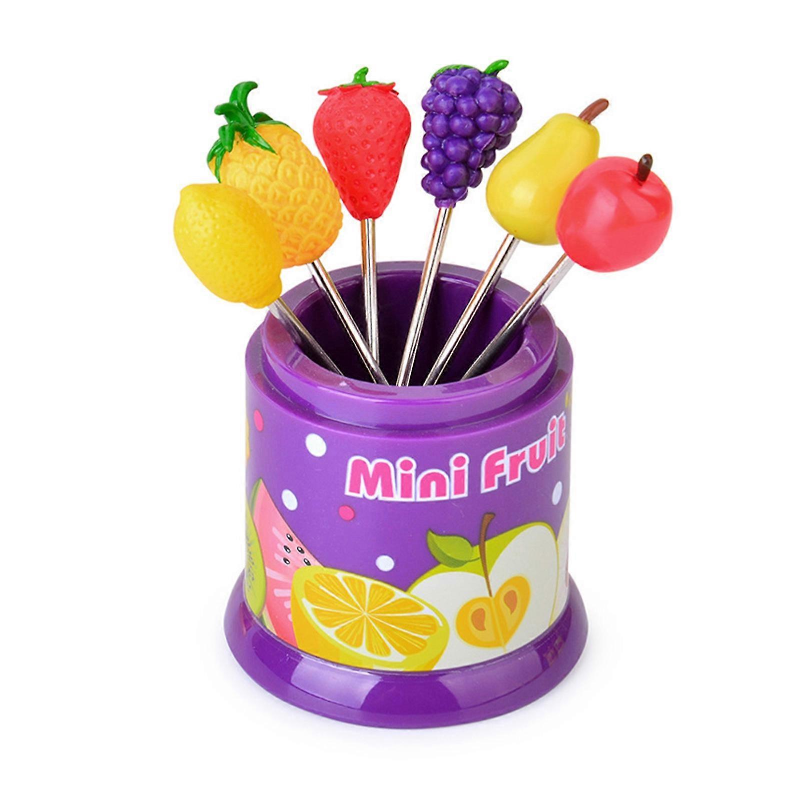 1 Set Fruit Fork with Storage Holder Food Grade Stainless Steel Strawberry Shape Snack Cake Dessert Food Fork Kitchen Gadget KAESI