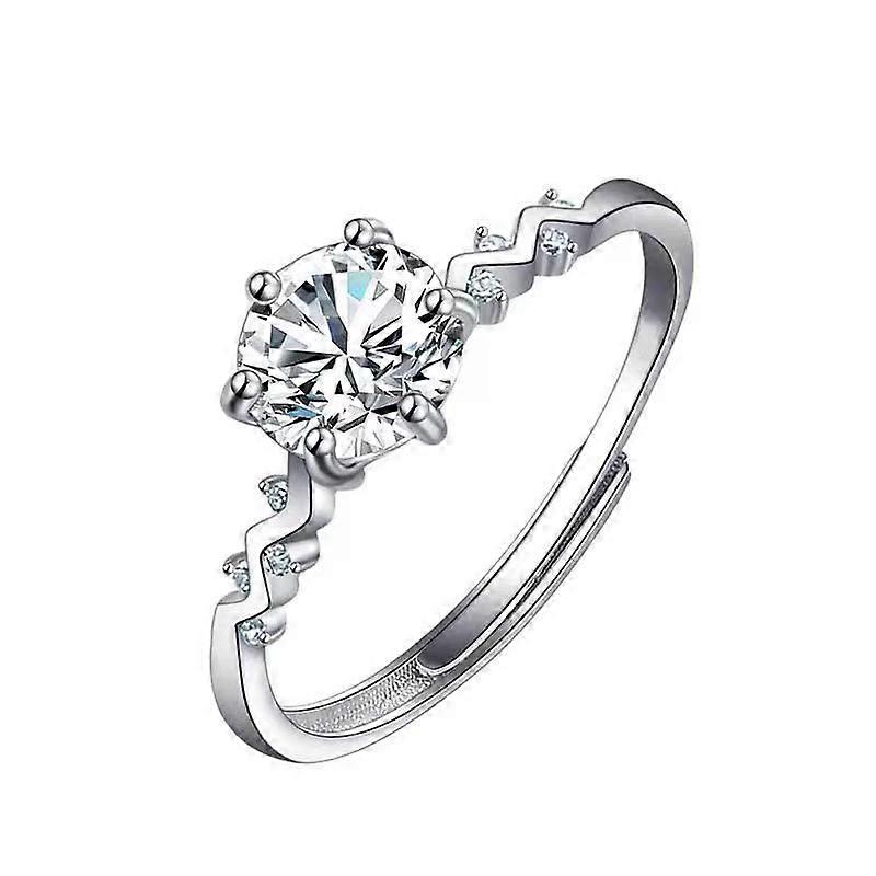 Fashionable artificial zircon ring with adjustable opening