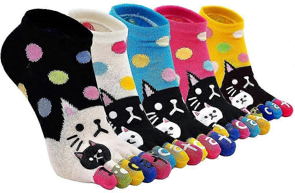 5 أزواج المرأة تو جورب القطن خمسة أصابع تشغيل الكاحل الجدة الجوارب