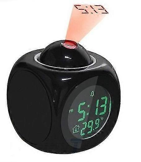 Led Projector Alarm Clock Multifunction Digital Temperature Display1pcs-black