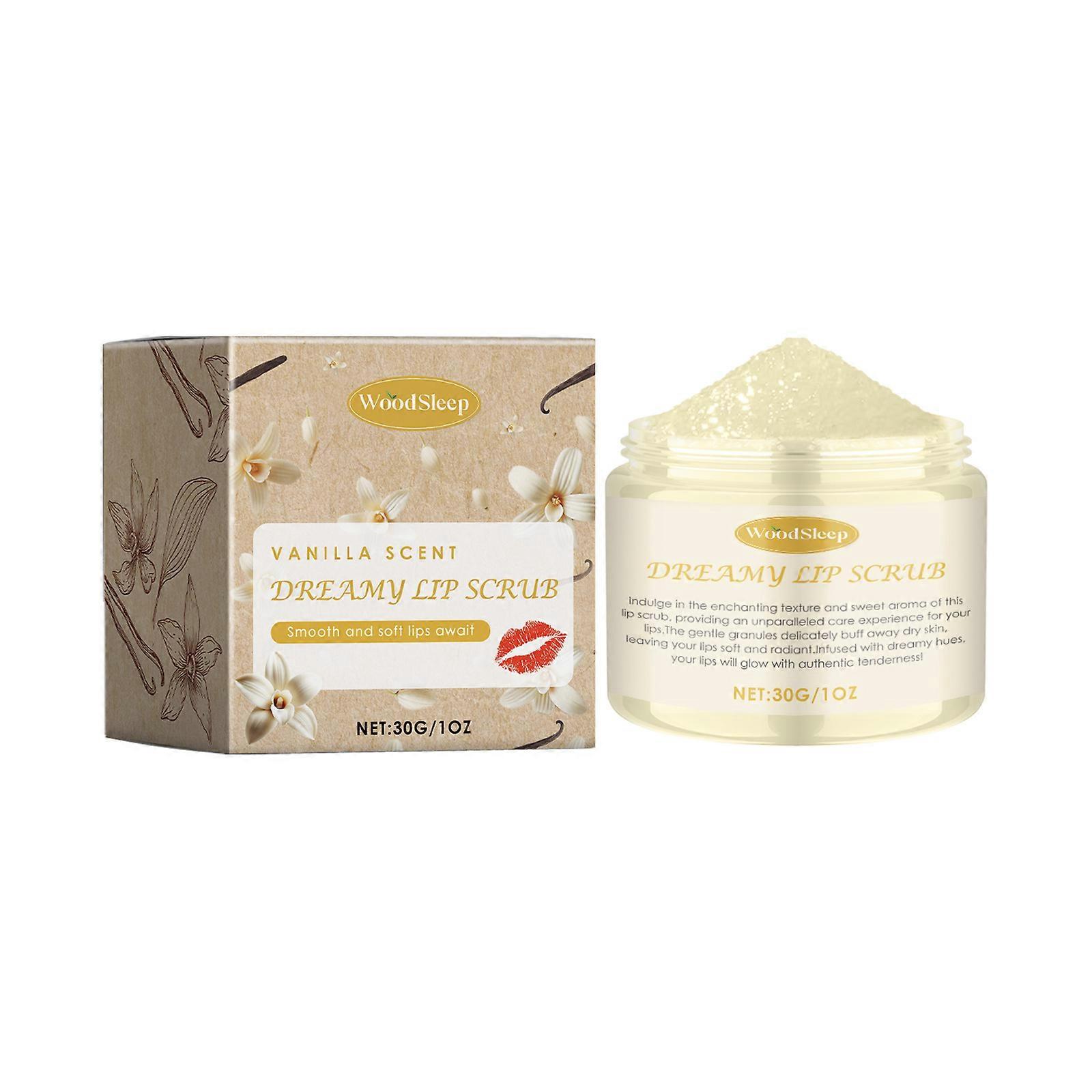 Vanilla Lip Scrub - Exfoliator for Chapped Lips - Nourishing, Smooth & Soft Conditioning with Shea butter and Jojoba seed oil