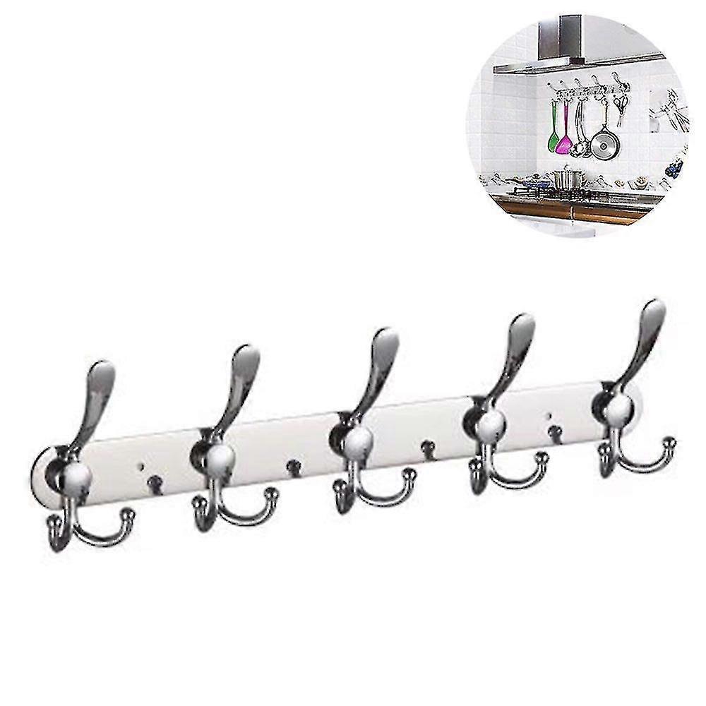 Coat Rack Wall Mounted Long,5 Tri Hooks For Hanging Coats, Coat Hooks