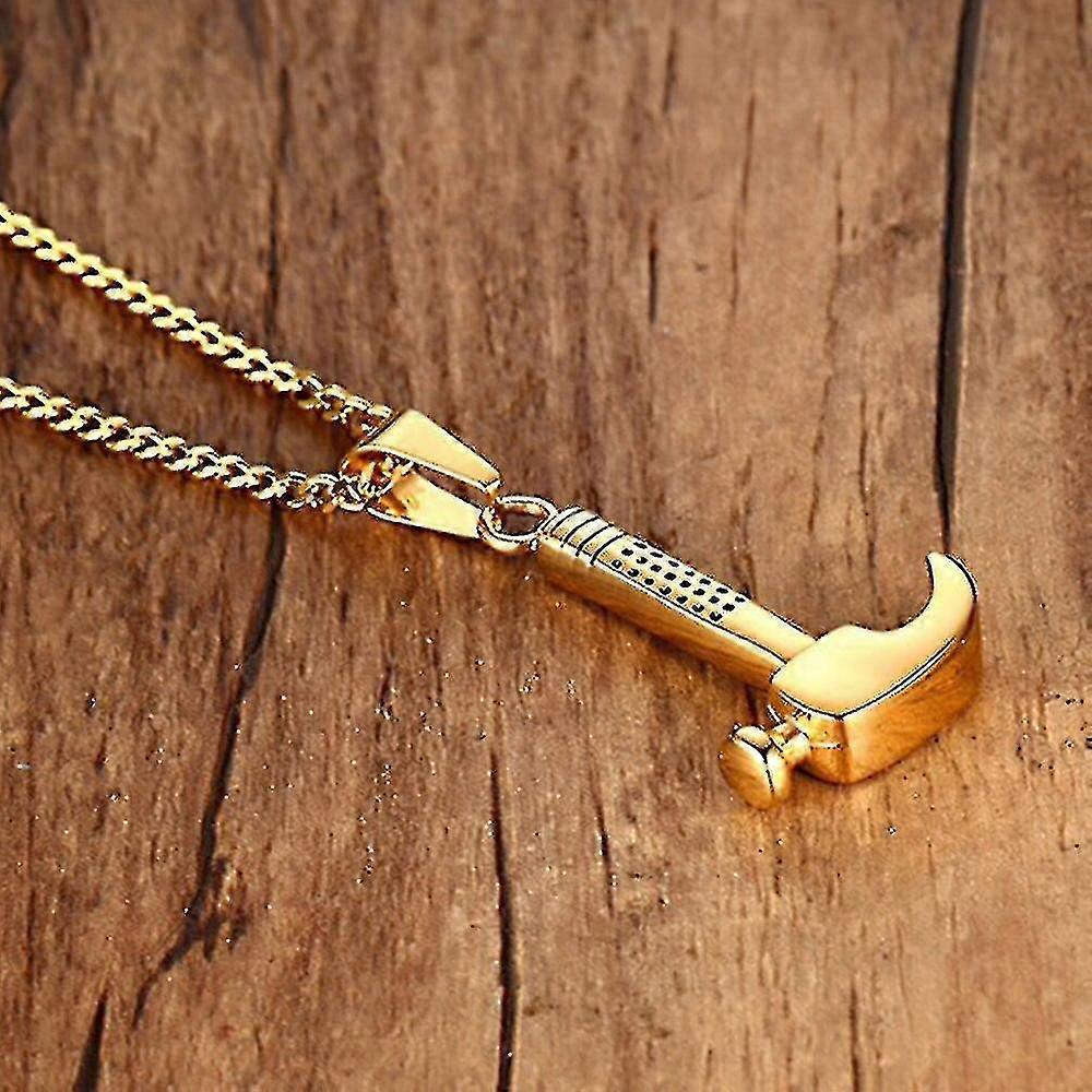 ステンレス鋼ゴールドハンマーペンダントネックレスメンズS修理工ジュエリーギフトネックレス男性用ジュエリー女性用