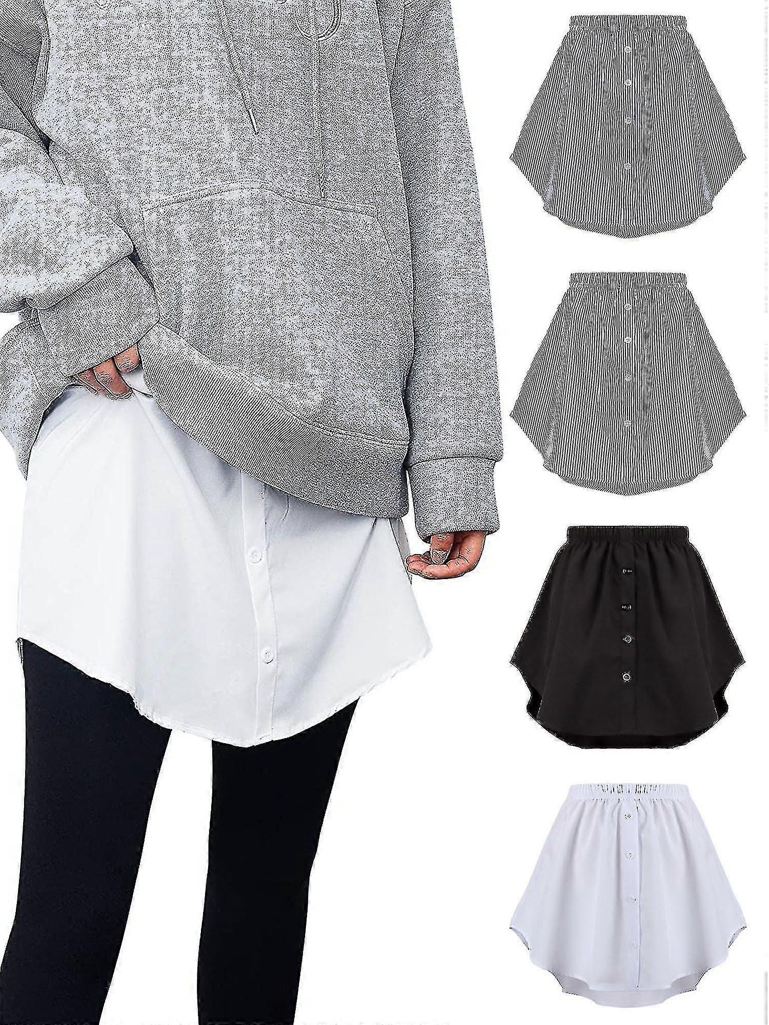 4 szt Przedłużacz koszuli dla kobiet Adjable Layering Fałszywy Top Lower Sweep Długość koszuli Mini Spódnica (, Xl)