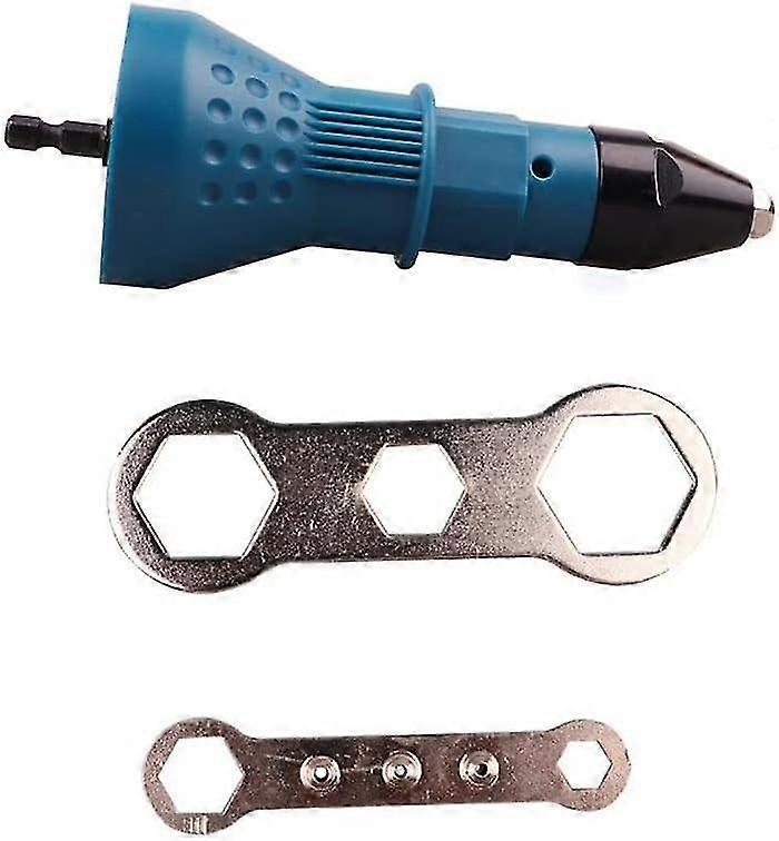 Cordless Electric Drill Rivet Gun Adapter Kit Riveter Nut Drill Adaptor Riveting Tool Insert Nut Tool (Blue)