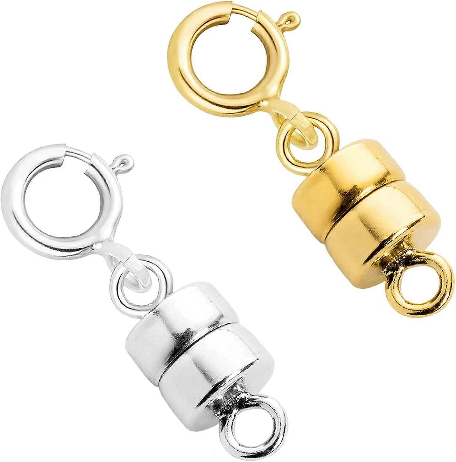 2 Pieces Magnetic Clasp Converter for Necklace Clasps Closures Connector Gold and Silver Plated (1 Gold 1silver A1)