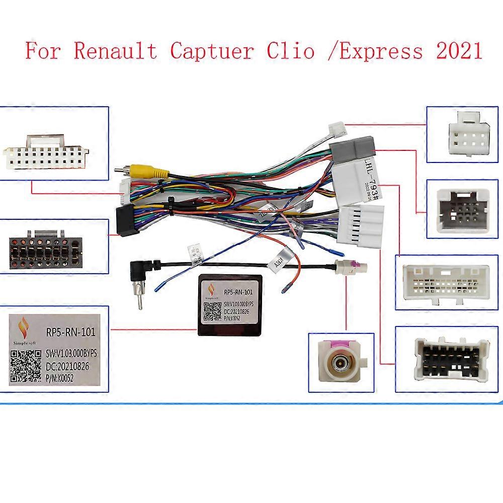 מתאם תיבת קנבוס 16 פינים XP-XB-011 עבור Renault Captuer Clio /Express 2021 עם כבל רתמת חיווט רדיו לרכב אנדרואיד Canbus