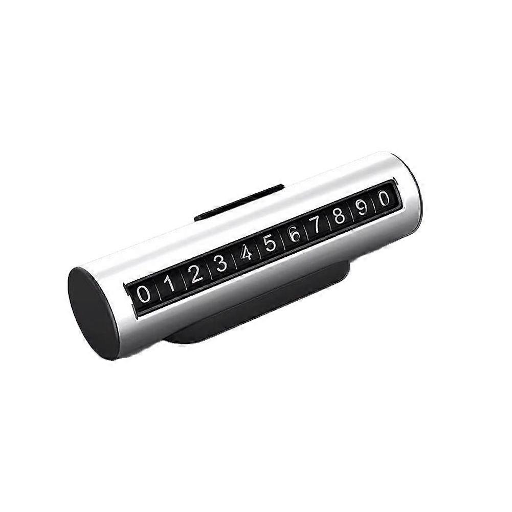 Metal Car Temporary Parking Card Hidden Double Sided Car Modeling Parking Phone Number Plate Car Sticker Parking Card Stop Auto Parts(silver)