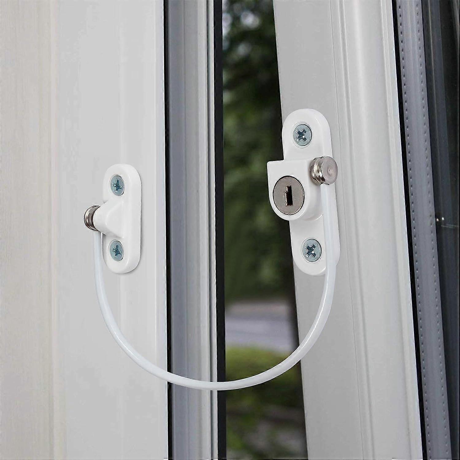 2pcs Opening Limiter for Windows and Doors PVC Window Restrictor with Child Safety Lock with Key Screw