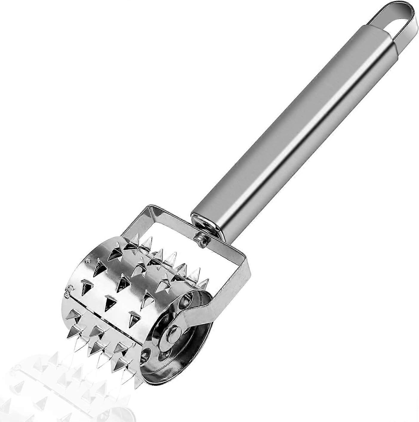 19cm Tenderizer Tool, Silver Stainless Steel Meat Hammer, Roller Type Meat Tenderizer, Used for Steaks, Pork Chops and Other Cured Meats