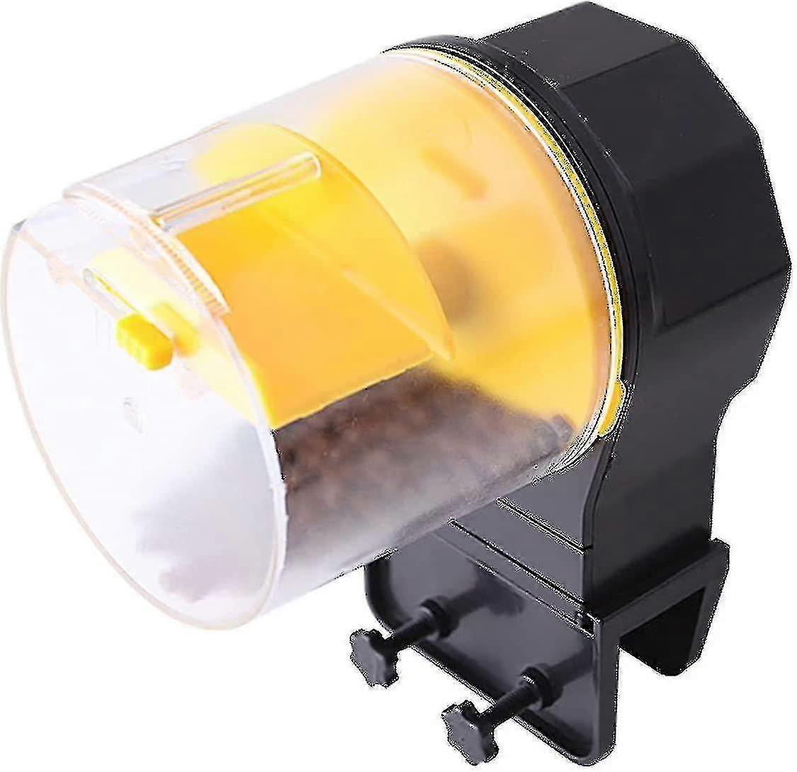 Automatic Fish Feeder Aquarium Automatic Feeding Timer Moisture Proof Feeder With Feeding Box (yellow)