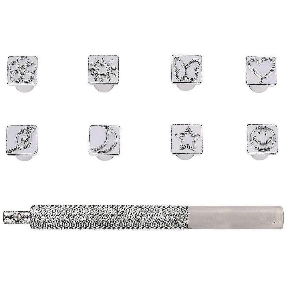8 Stück Leder Handwerk Metall Stempel Set, Metall Stempel Stempel Set Werkzeug - SNNGV