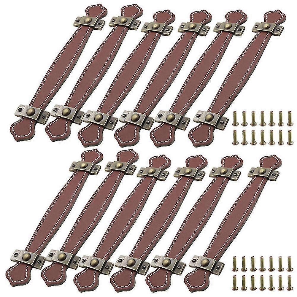 12pcs Drawer Knob Pull Handle Leather Cabinet Drawer Pulls Vintage Cabinet Cupboard Knobs With